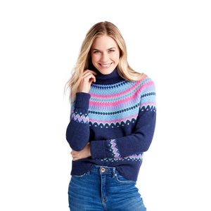 Vineyard Vines Pop Color Fair Isle Cashmere Turtleneck Sweater
